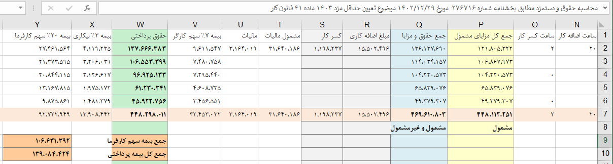 تصویر راهنمای فایل اکسل محاسبه حقوق و دستمزد